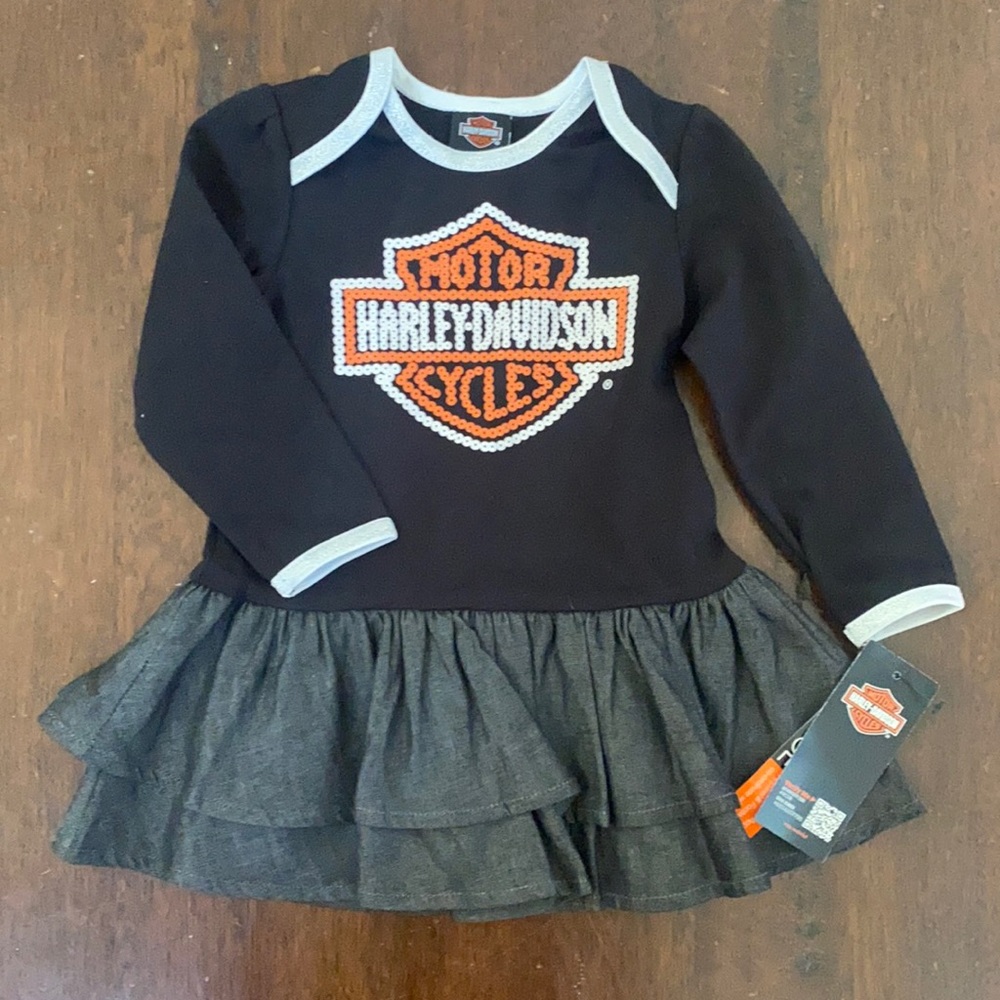 COPY - NWT Harley Davidson Dress, Denim Peplum 12M